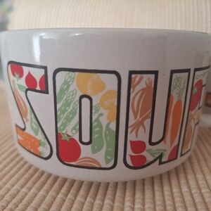 Soup Mug Pair Ceramic with Handle 1-1/2 Cup Bowl Tableware Colorful Vegetables